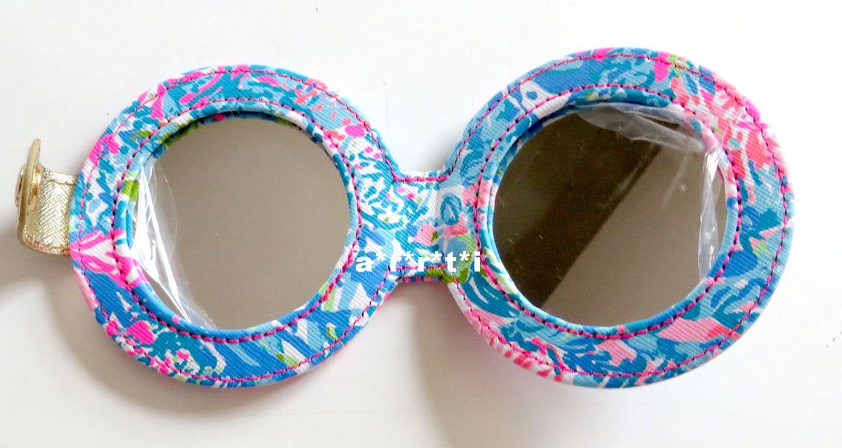 Lilly Pulitzer Double Cosmetic Pouch & Mirror Set - Colorful Travel Makeup Bag