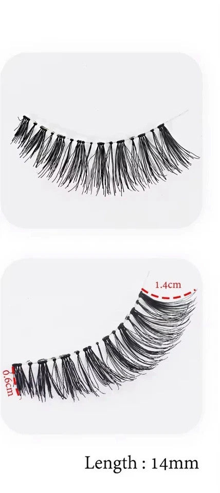 2 Pairs Natural-Look Human Hair False Black Eyelashes #HM08
