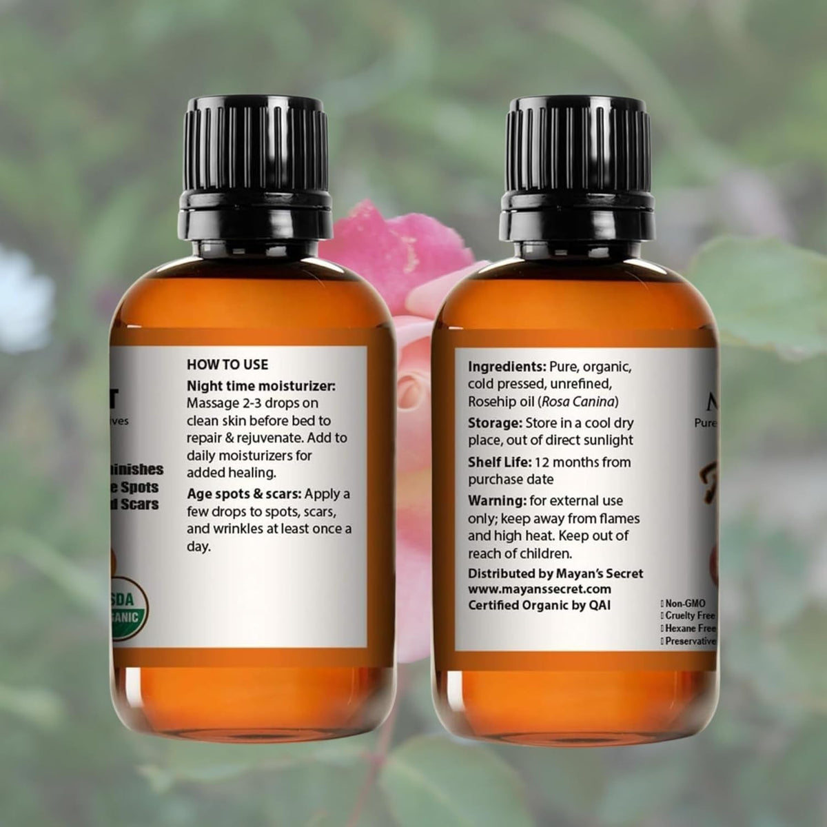 Organic Rosehip Oil 4oz - Pure Cold Pressed Skin & Body Moisturizer