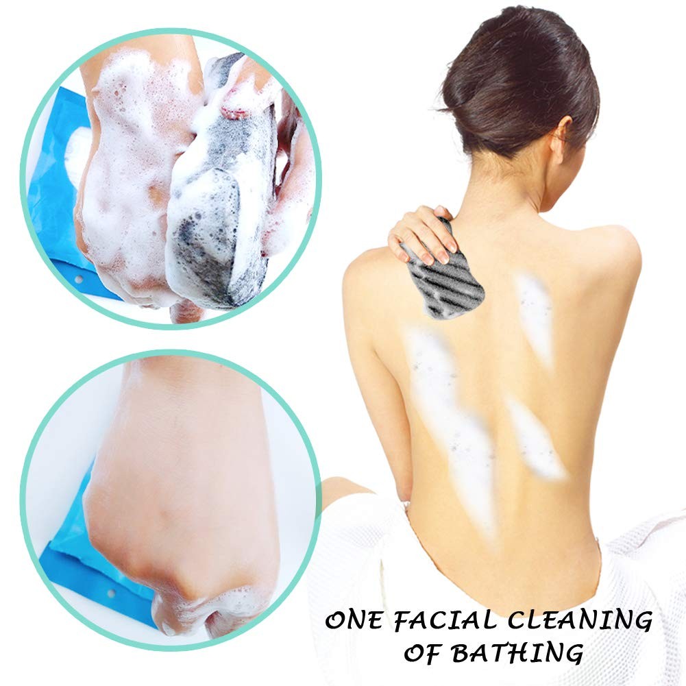 Set of 4 Natural Konjac Body Sponges with Bamboo Charcoal for Gentle Exfoliation