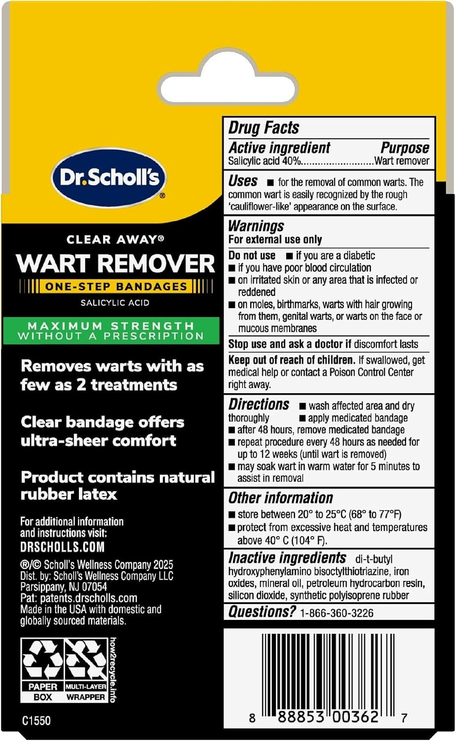Maximum Strength Wart Remover - 14 ct Clear Discreet Bandages for