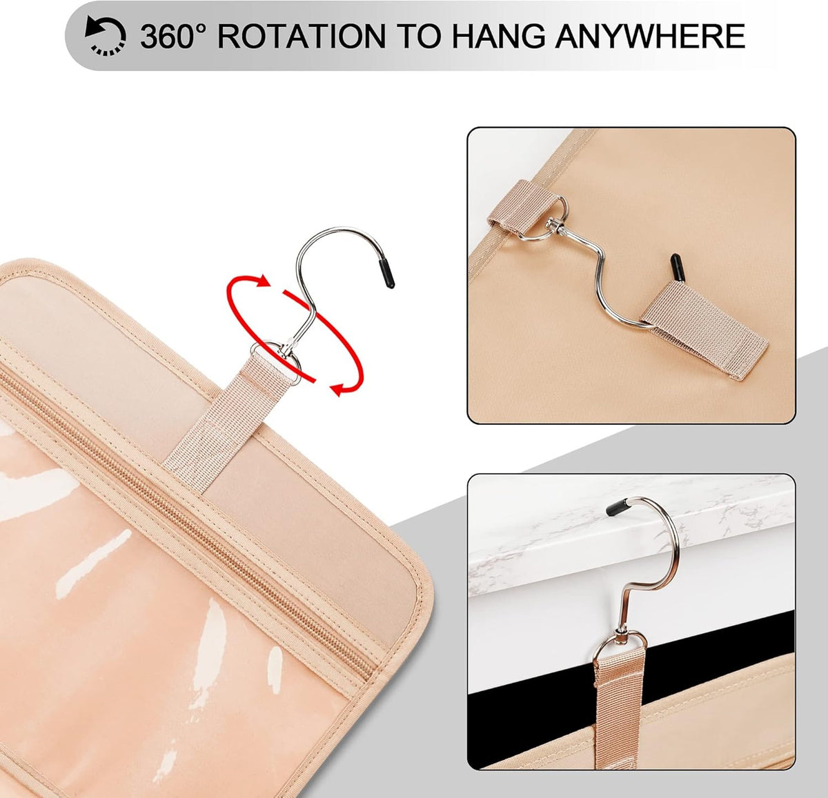Travel Hanging Toiletry Bag for Women Waterproof Organizer with Jewelry Compartment