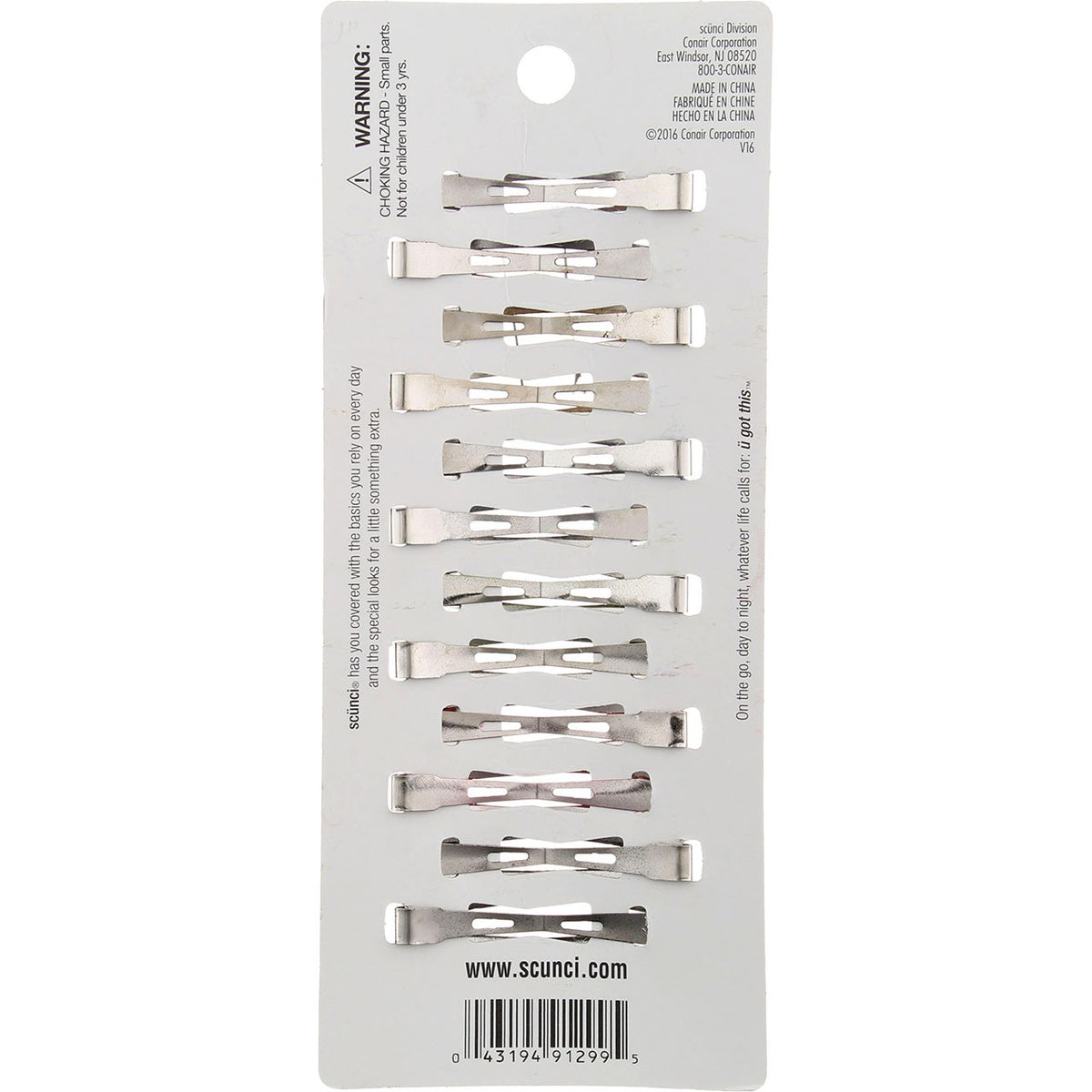 3 Pack Scunci Hair Barrette, 12 Ct