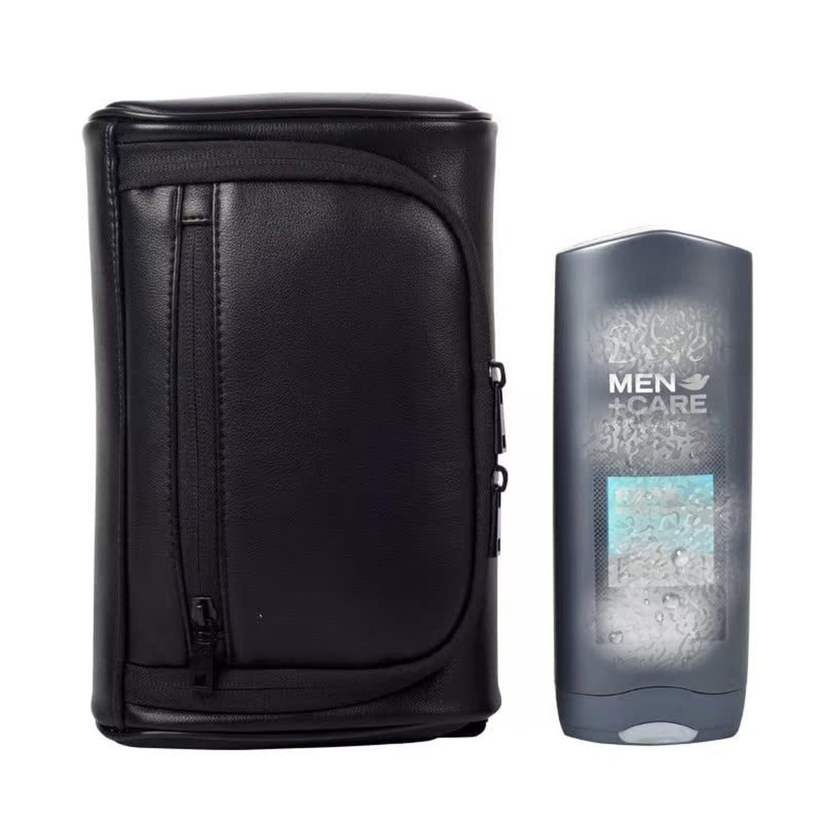 Personalized Small Leather Toiletry Bag for Men - Waterproof Travel Organizer