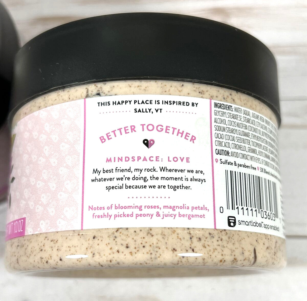 Find Your Happy Place Body Scrub Blush Rose Magnolia Wrapped in Arms
