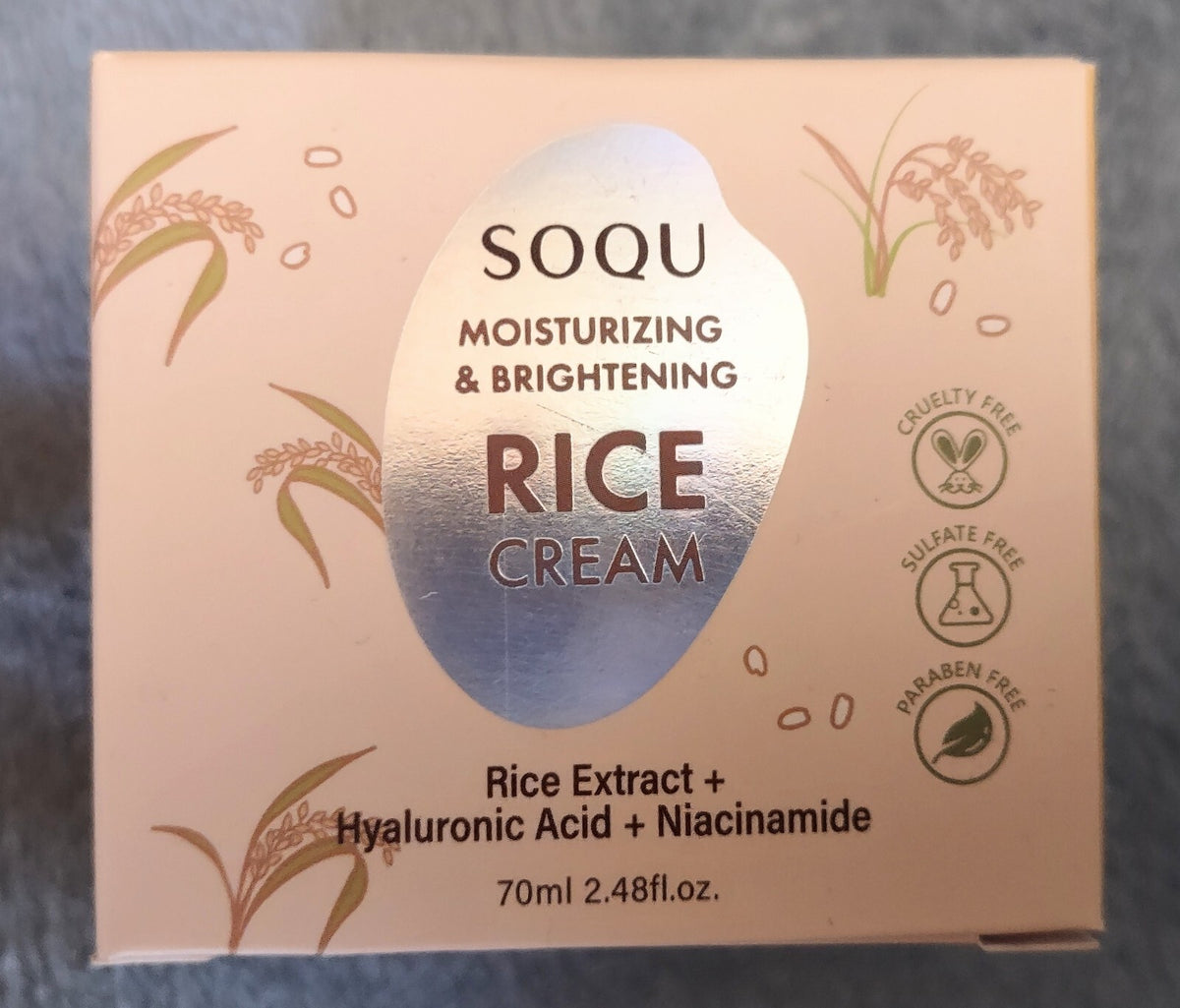 Moisturizing Brightening Rice Extract Cream with Hyaluronic Acid & Niacinamide - 2.48 oz