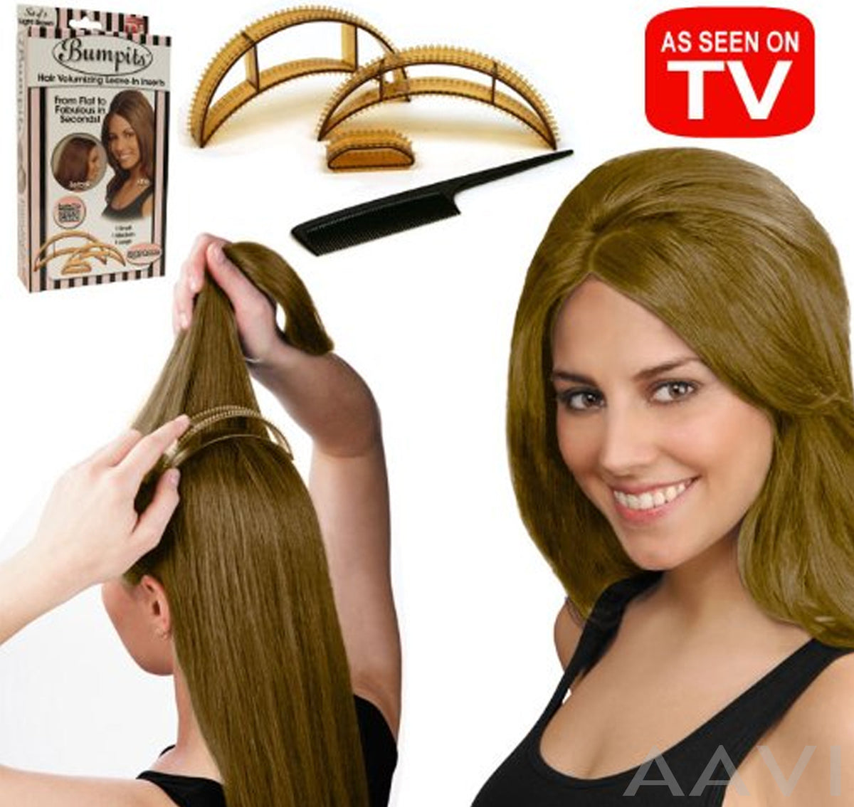 Bumpits Hair Volumizing Leave-In 3 Inserts Comb With Styling Guide
