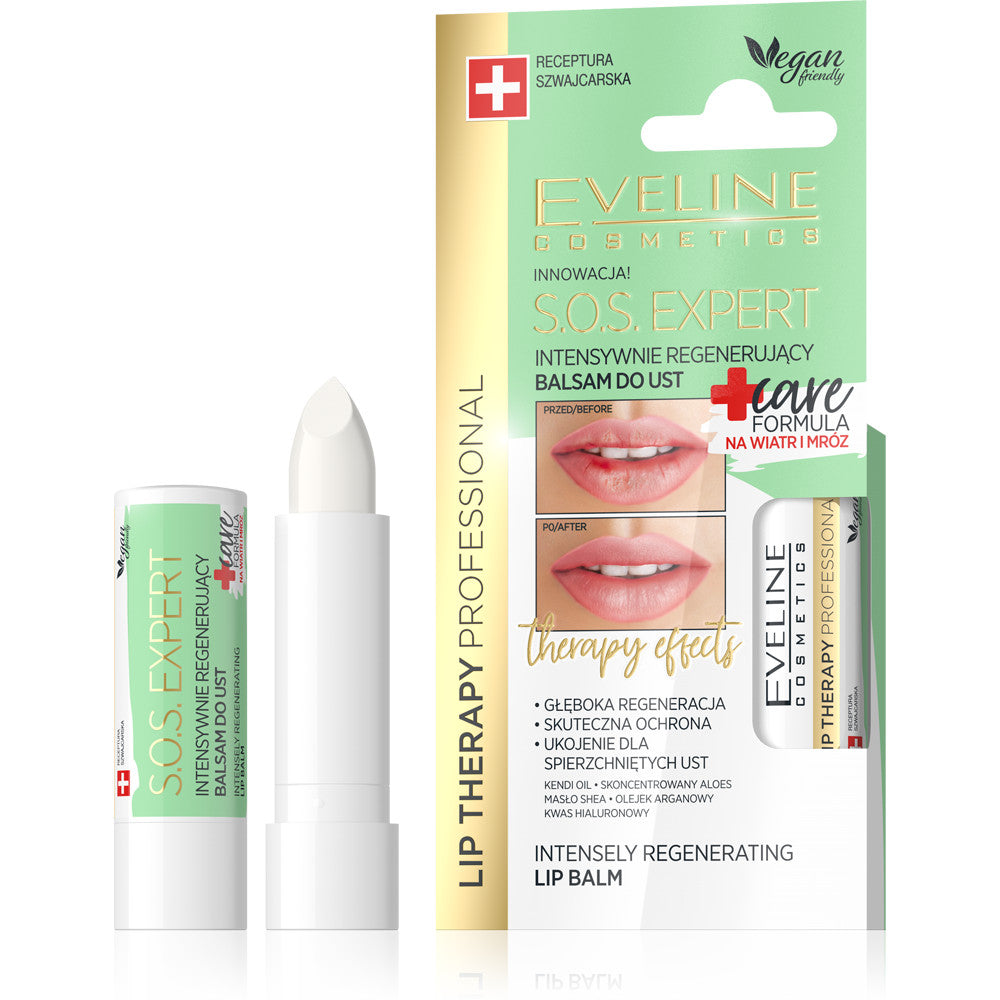Eveline Cosmetics Lip Therapy SOS Balm - Clear or Tinted Red with Argan & Hyaluronic Acid
