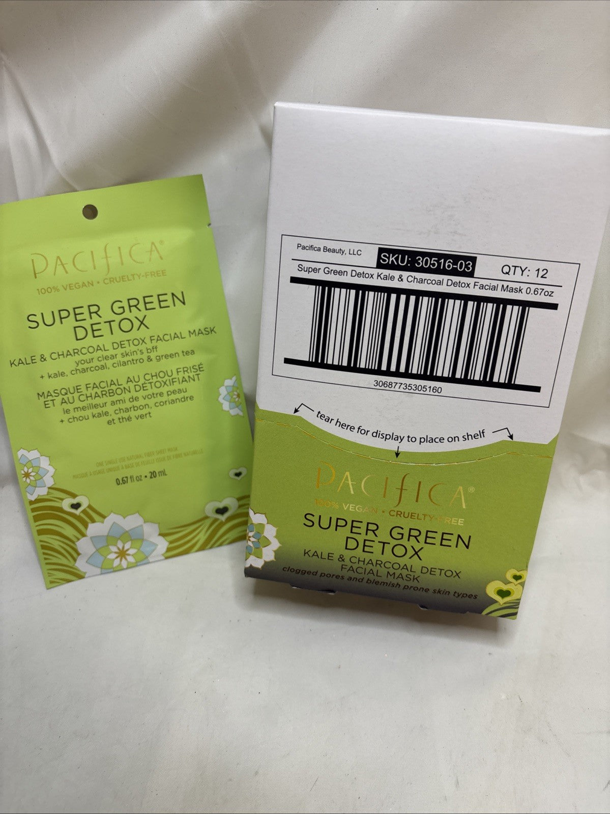 Pacifica Super Green Detox Kale & Charcoal Sheet Masks - Pack of 12
