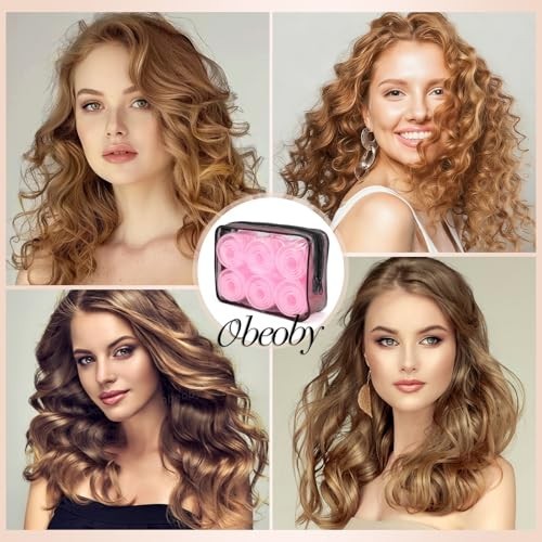 Self Grip Hair Rollers Set with Clips - 4 Sizes Pink, 50 Pieces