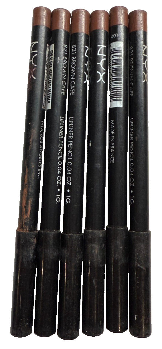 Lip Liner Pencil 821 Brown Cafe Pack of 6 - Long-Lasting Lip Makeup