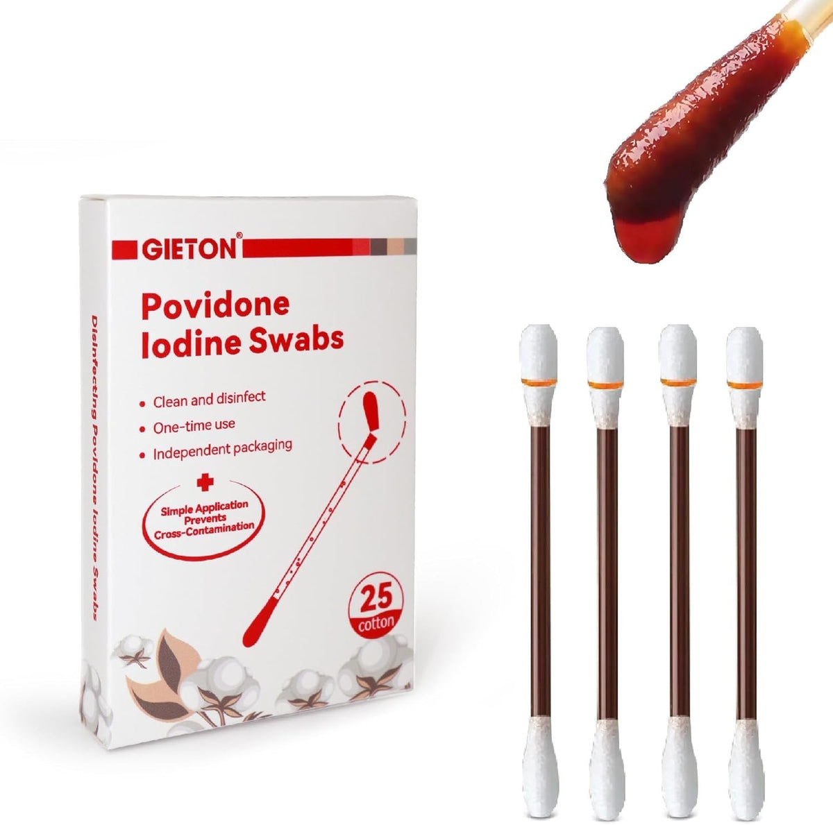 First Aid Povidone Iodine Swabs - 25 Count, Sterile Wound Care, FSA & HSA Eligible