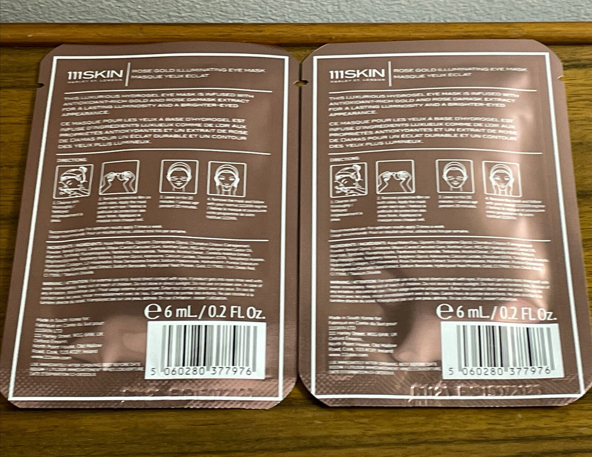 2 Pairs Rose Gold Illuminating Eye Masks Hydrogel Single Use - Sealed