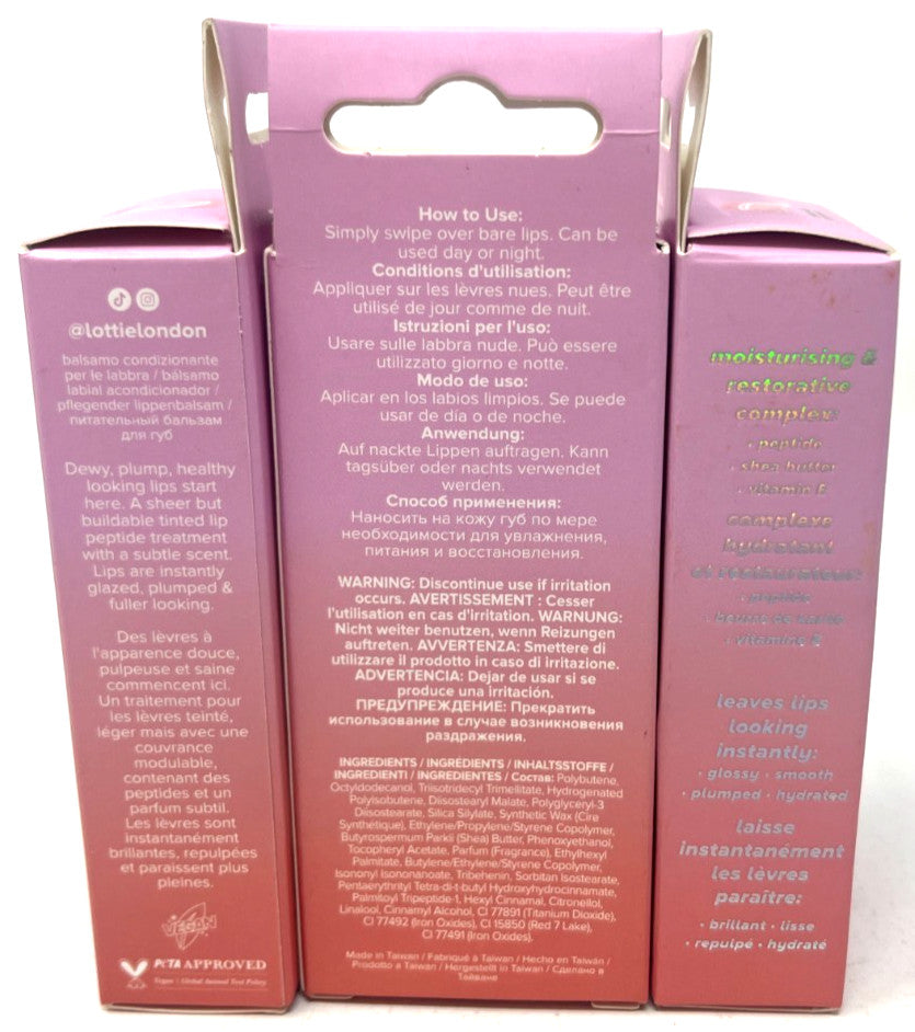 Lip Treatment Set - Nourishing Tinted Lip Peptides with Cotton Candy Shade (3 Pack)