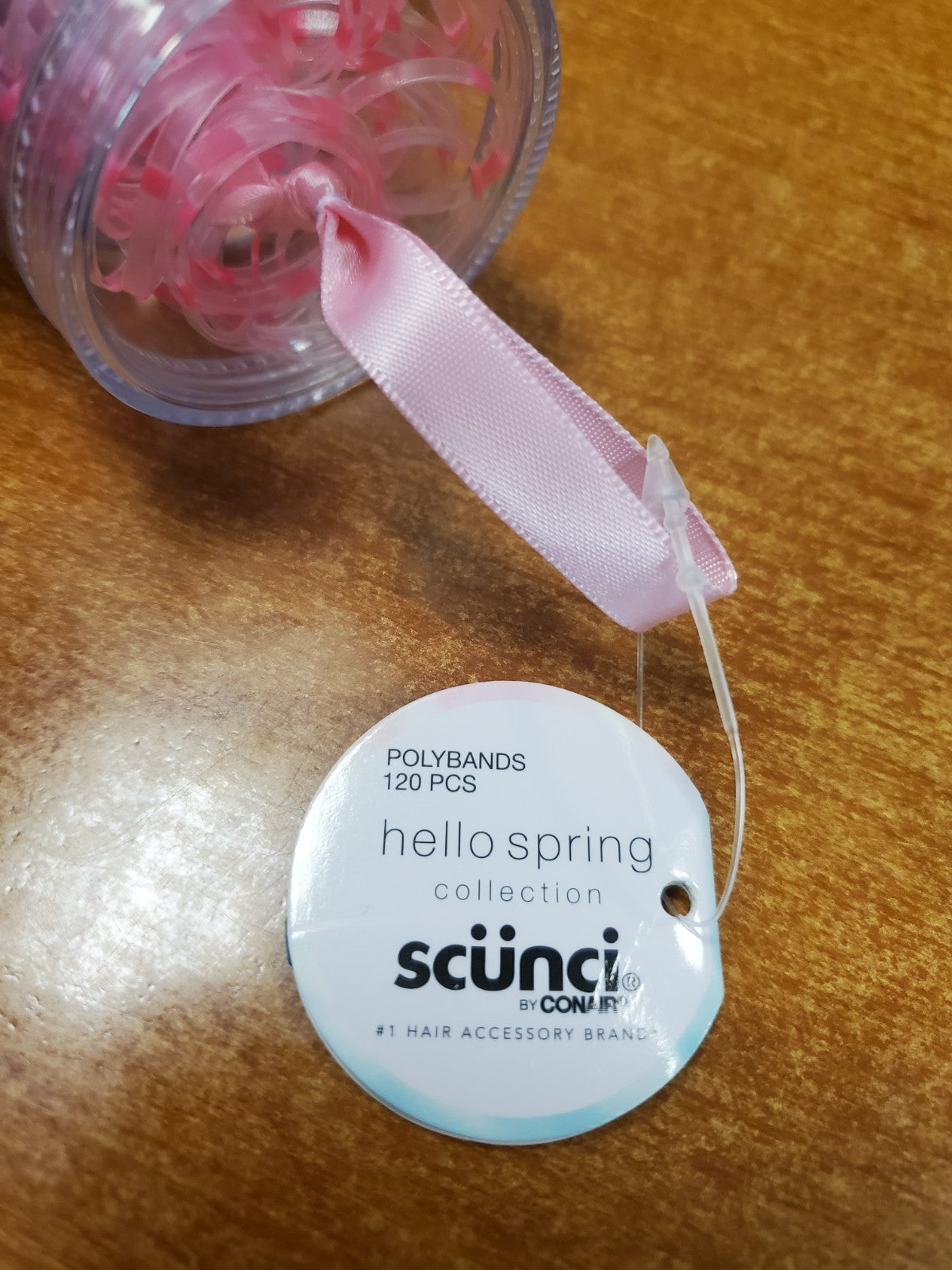6 Tubes of 120: Scunci Poly Hair Bands *Pink/Brown* (6150) R9P6a