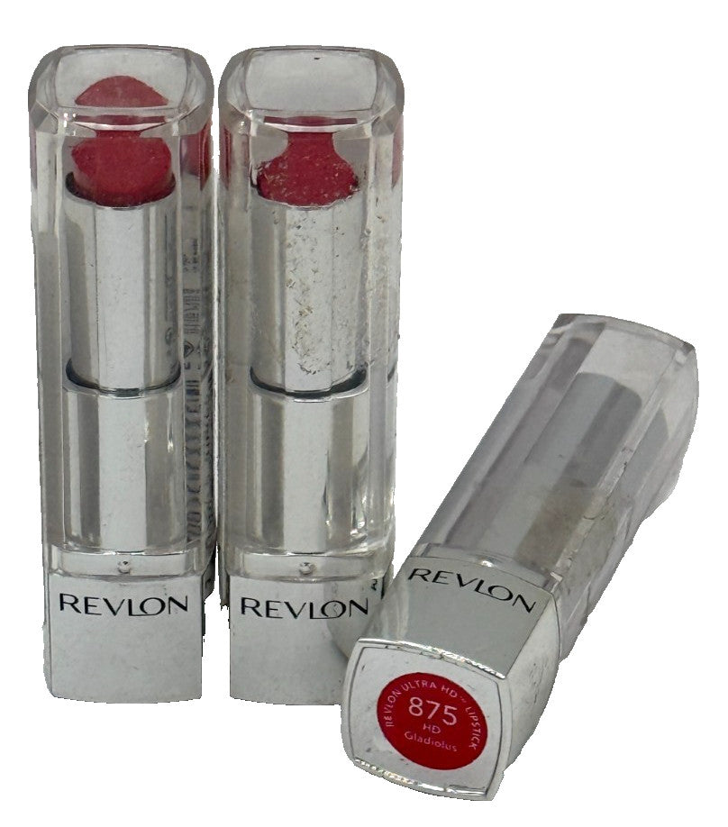 Revlon Ultra HD Lipstick Pack of 3 - Gladiolus Shade, Long-Lasting Lip Color