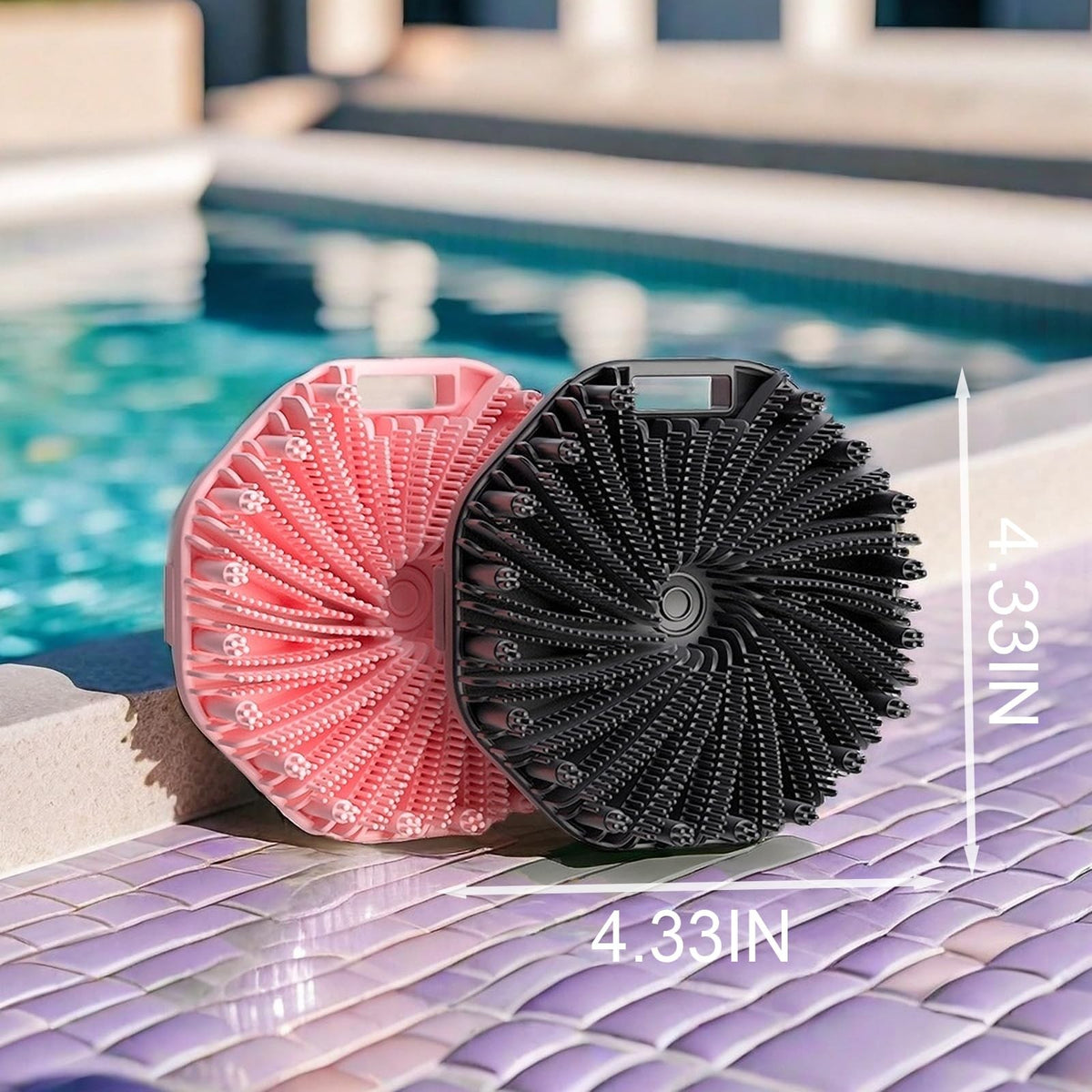 Silicone Body Scrubber, Exfoliating Medium-Bristle Brush, Black and