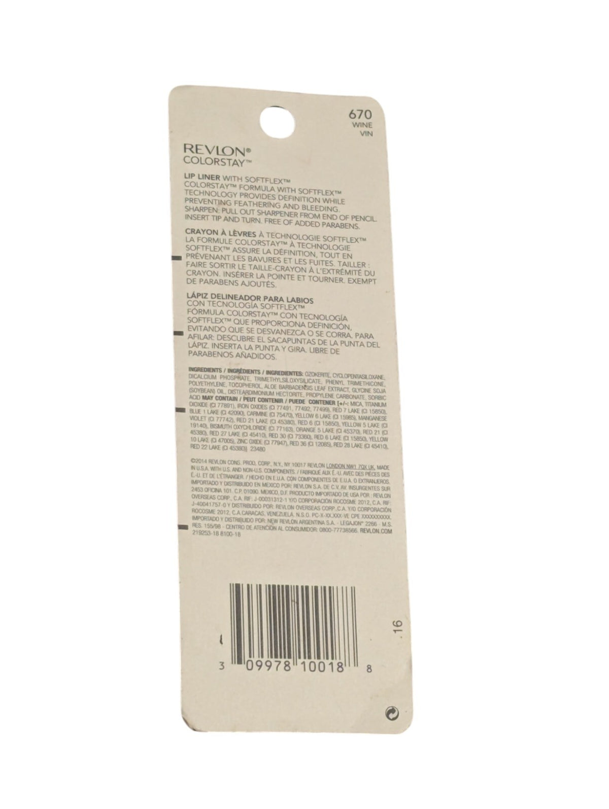 Revlon ColorStay Lipliner - 670 Wine, Long-Lasting Lip Pencil, Sealed