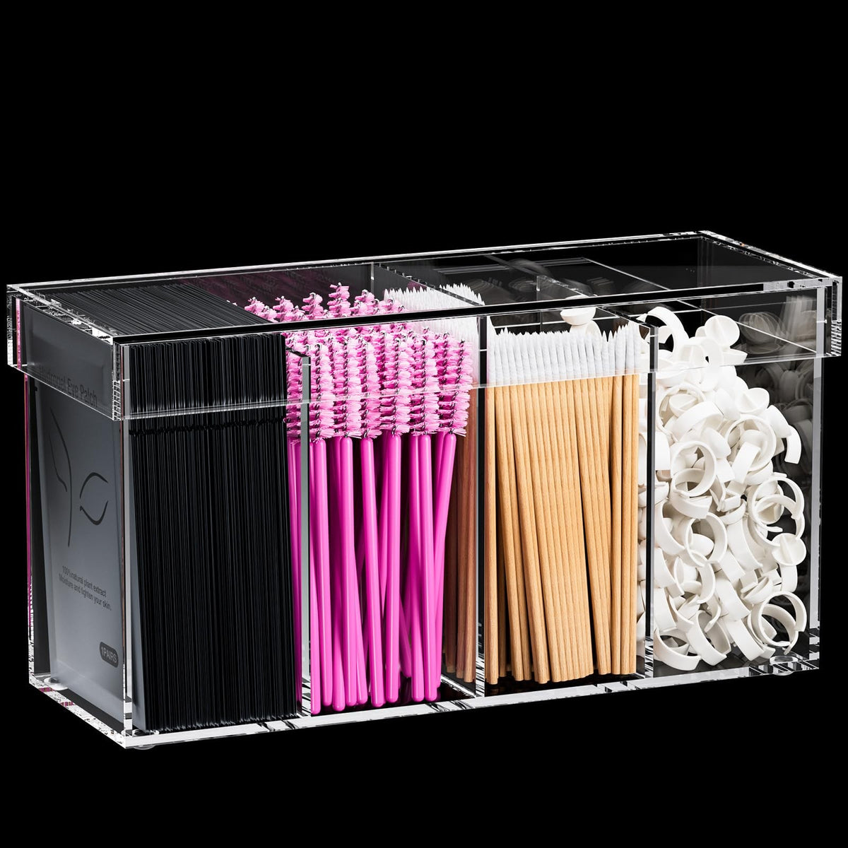 Acrylic Lash Extension Organizer Box with Lid - Eyelash Supplies Storage Container