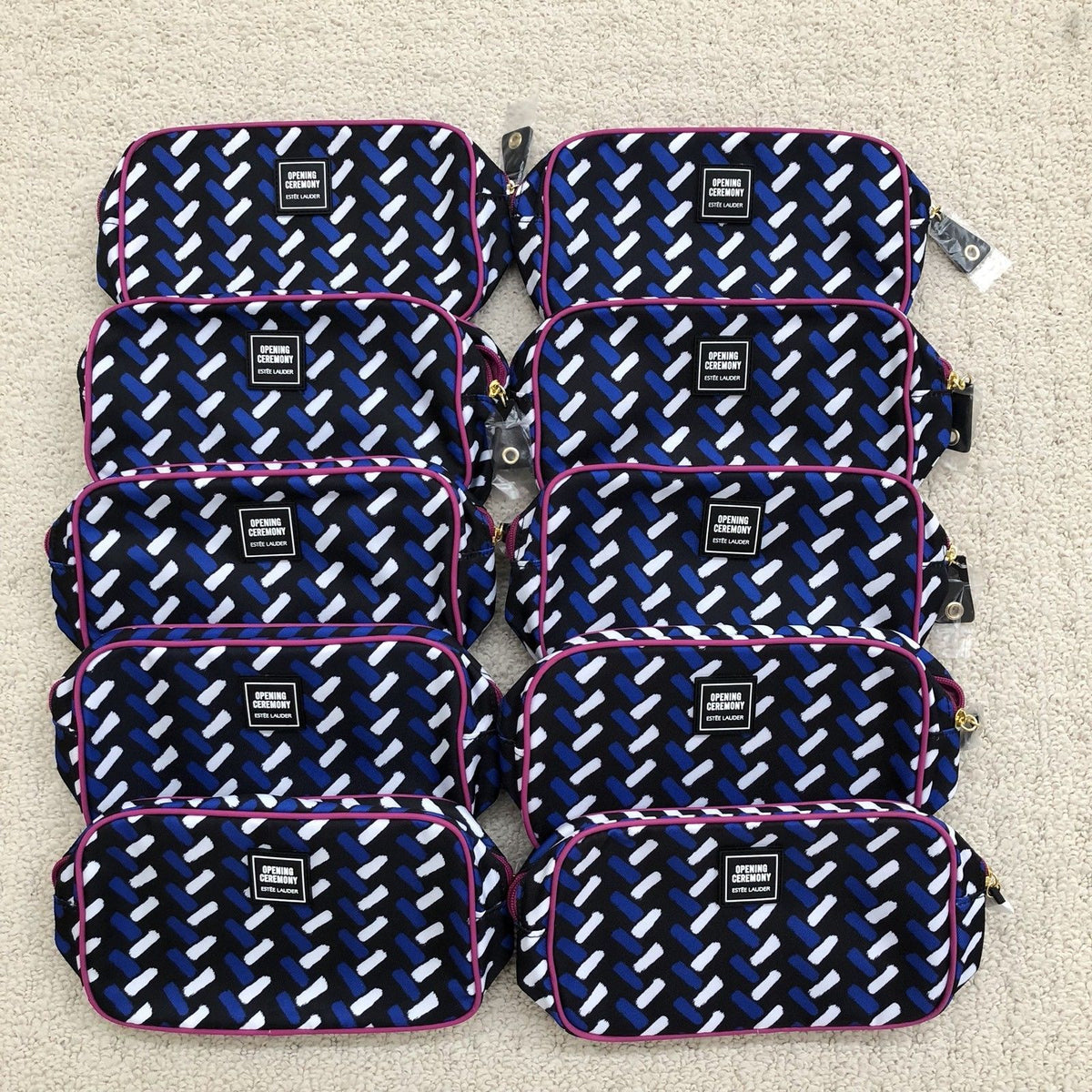 Makeup/Cosmetic Zipper Bag - Royal Blue, Black, White, Fuchsia Trim