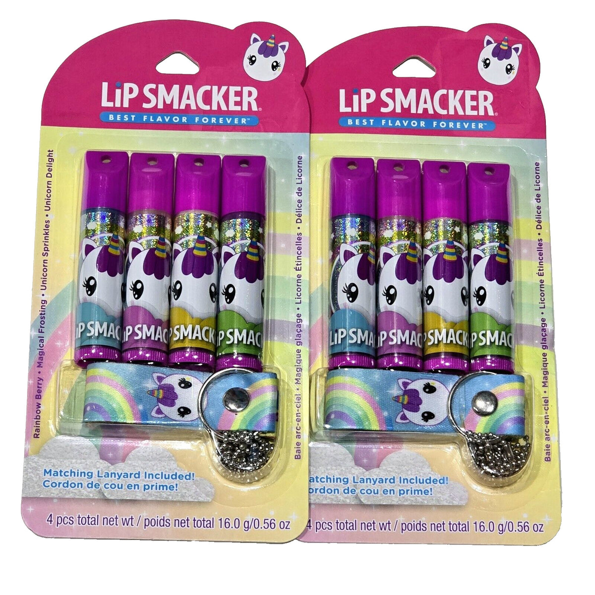 Lip Balm Set - Rainbow Berry Flavor, 8 Lip Balms, 2 Packs of 4
