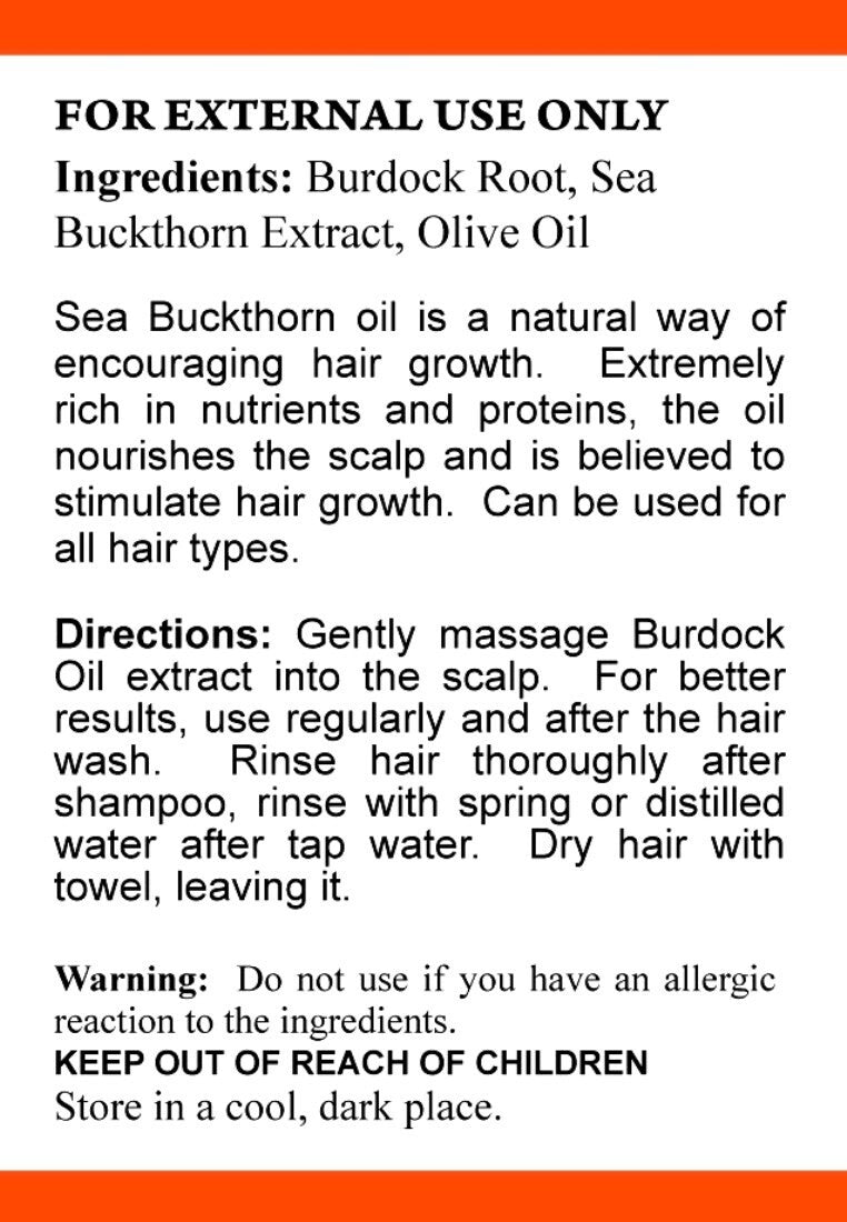 Burdock & Sea Buckthorn Hair Oil - 4 fl oz Scalp Nourish