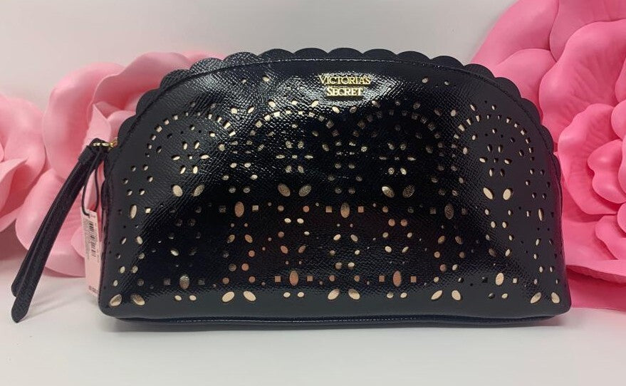 Petal Edge Beauty Bag - Cosmetic Travel Pouch with Floral Eyelet Pattern