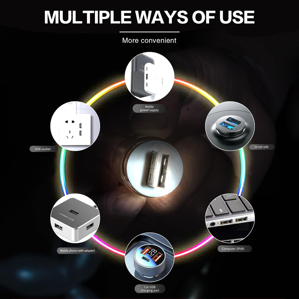 USB Touch Control LED Ambient Light with 4 Modes for Home & Car Decor