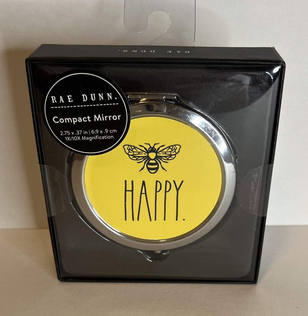 Compact Makeup Mirror with 1x & 10x Magnification - Rae Dunn HAPPY Design