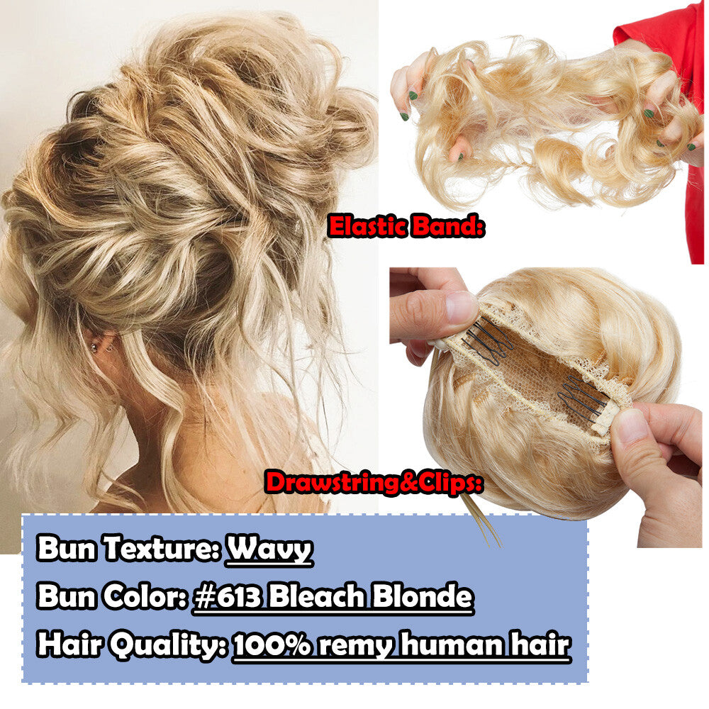 Remy Clip-In Hair Extensions - Messy Bun Hairpiece in Multiple Colors & Styles