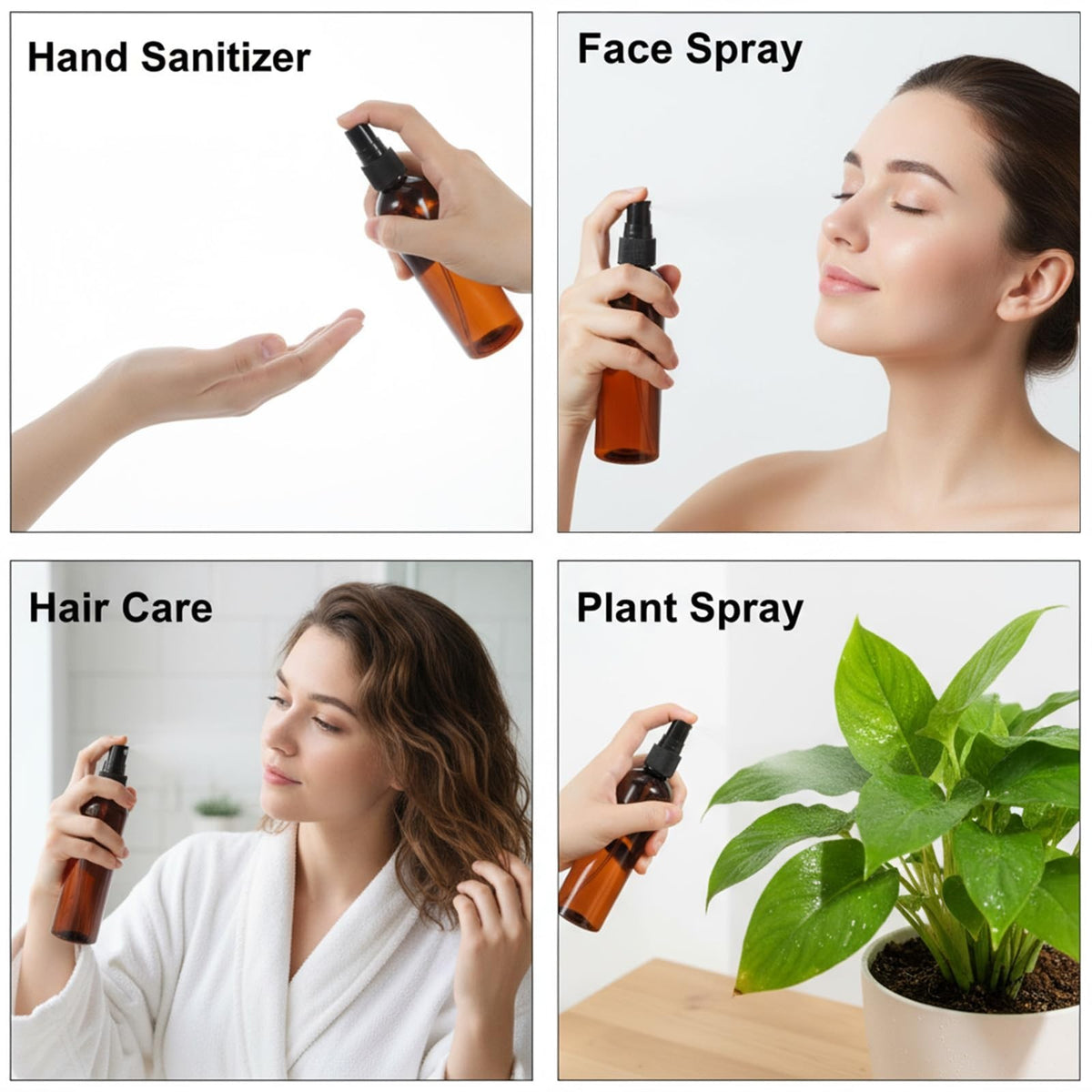60 Pack Reusable Amber Spray Bottles - 4 Oz Travel Fine Mist Containers