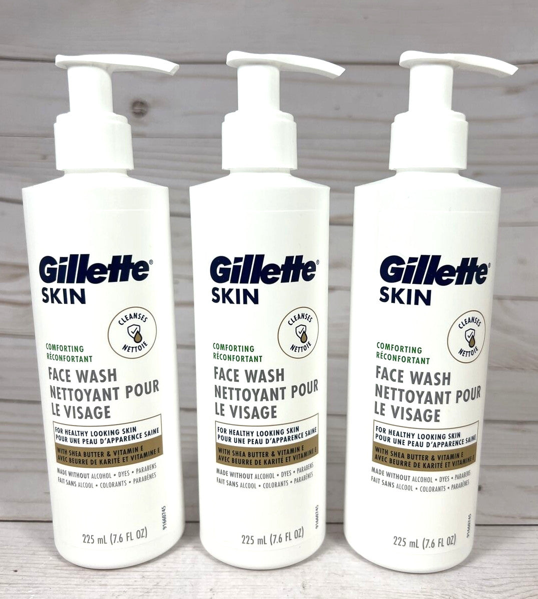 Gillette Skin Face Wash Shea Butter Vitamin E Alcohol Free 7.6oz (3