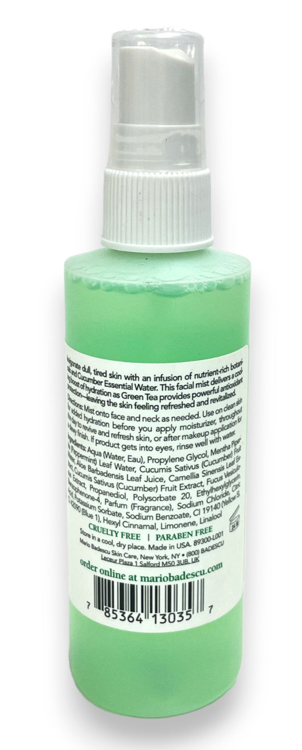Facial Spray with Aloe, Cucumber & Green Tea - Hydrating Skin Mist 4oz