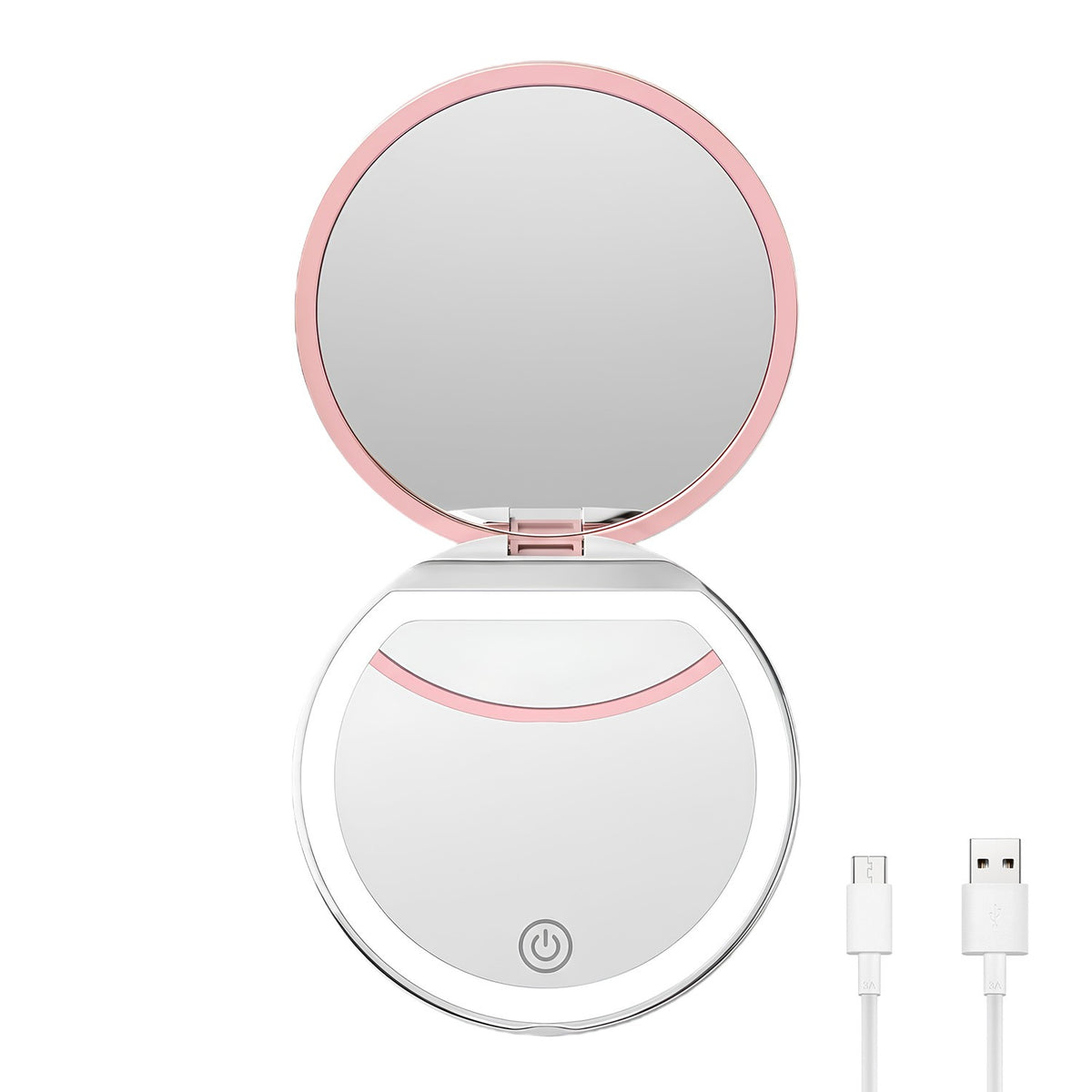 Rechargeable Travel LED Compact Mirror with Light and Magnification