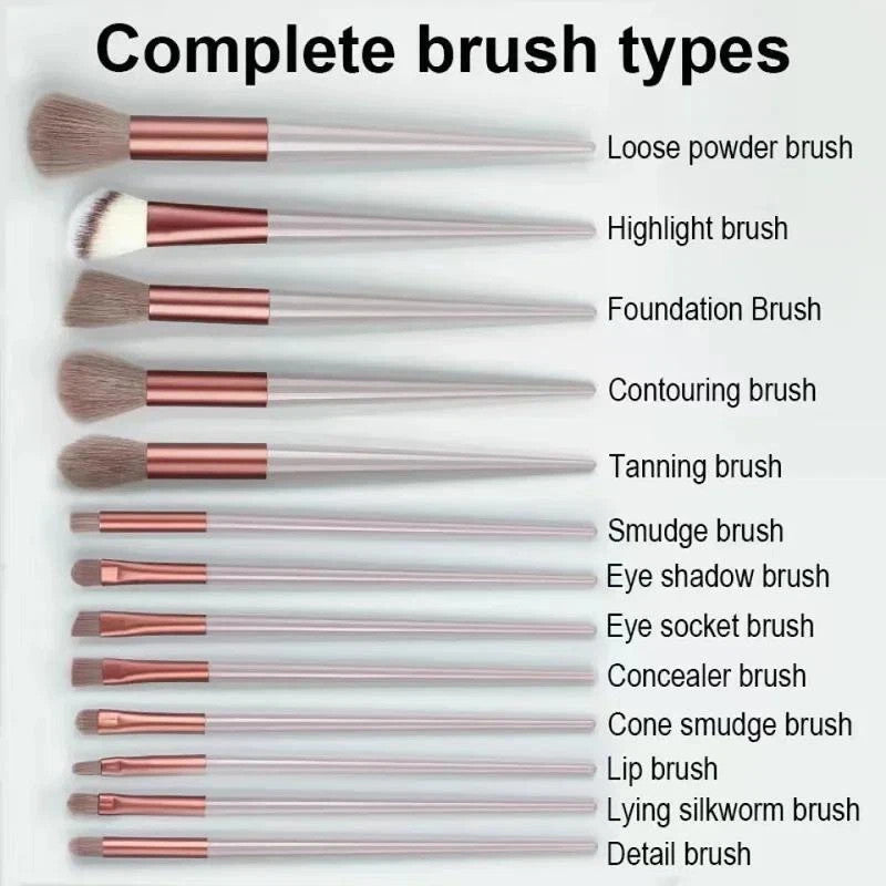 13-Piece Professional Makeup Brush Set for Face & Eyes