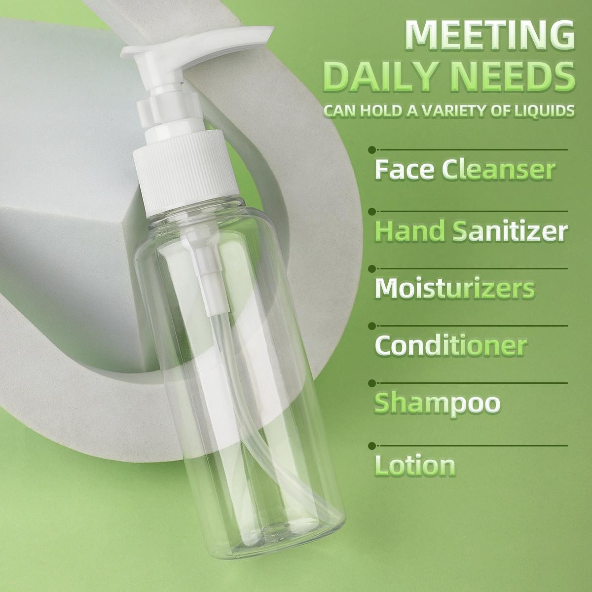 100ml Thickened Transparent Buckle Pump Extrusion Bottle Set for Shampoo