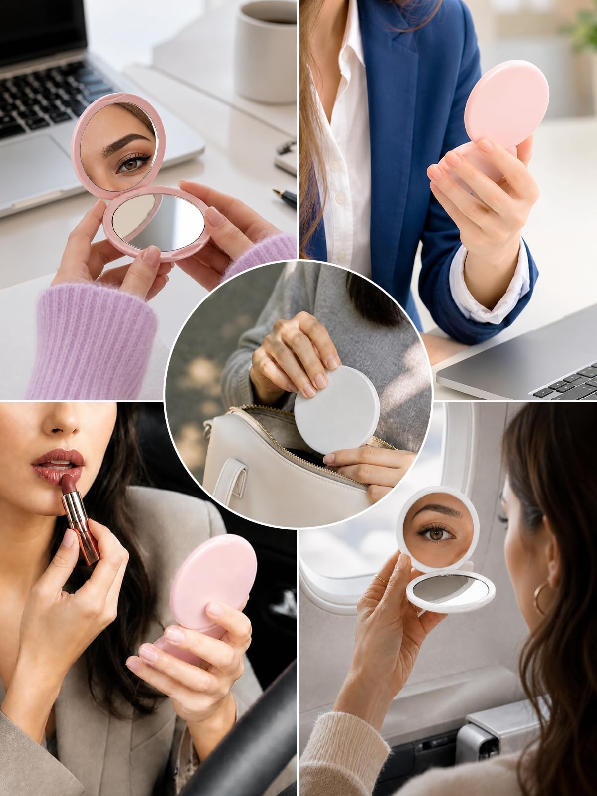 Compact Travel Magnifying Mirror with 1X/30X Dual Sides, Pink 3-Inch