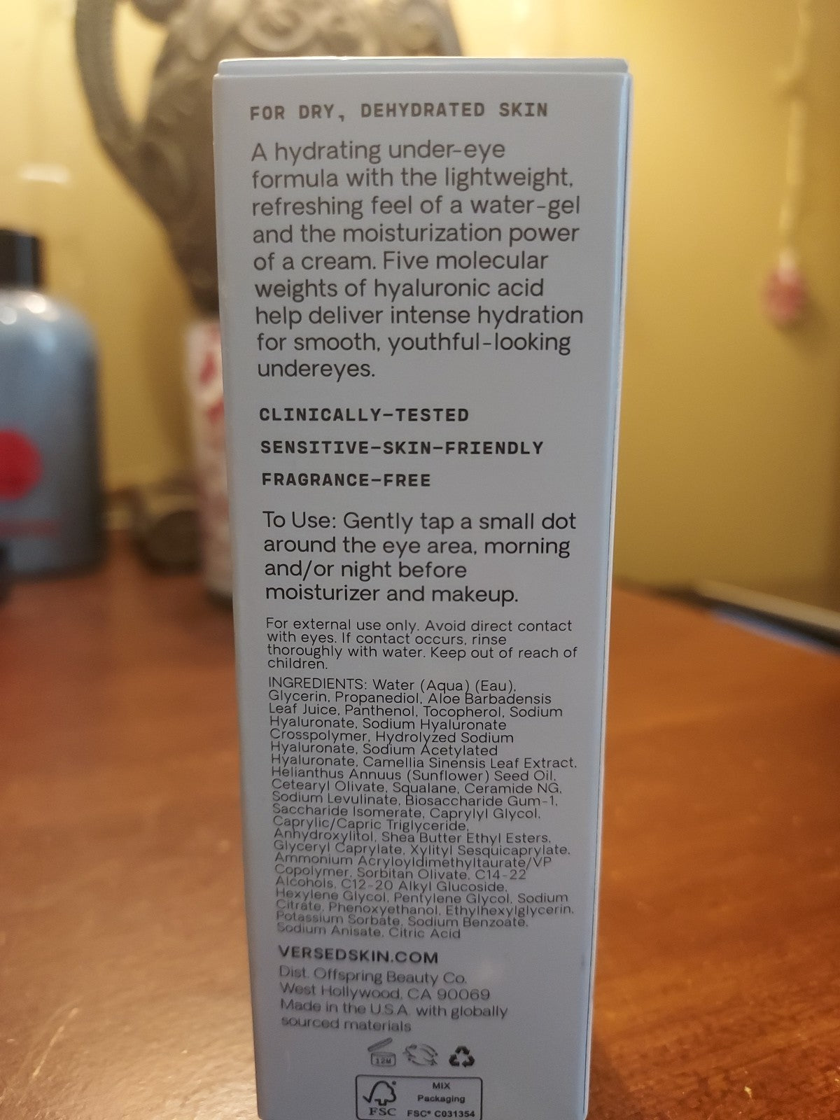 Hydrating Eye Gel with Hyaluronic Acid & Aloe Vera - 0.5 fl oz