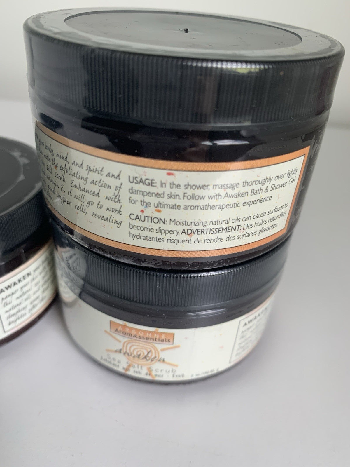 Arbonne Aromassentials AWAKEN Sea Salt Scrub 5 Oz X3 Lot Sealed