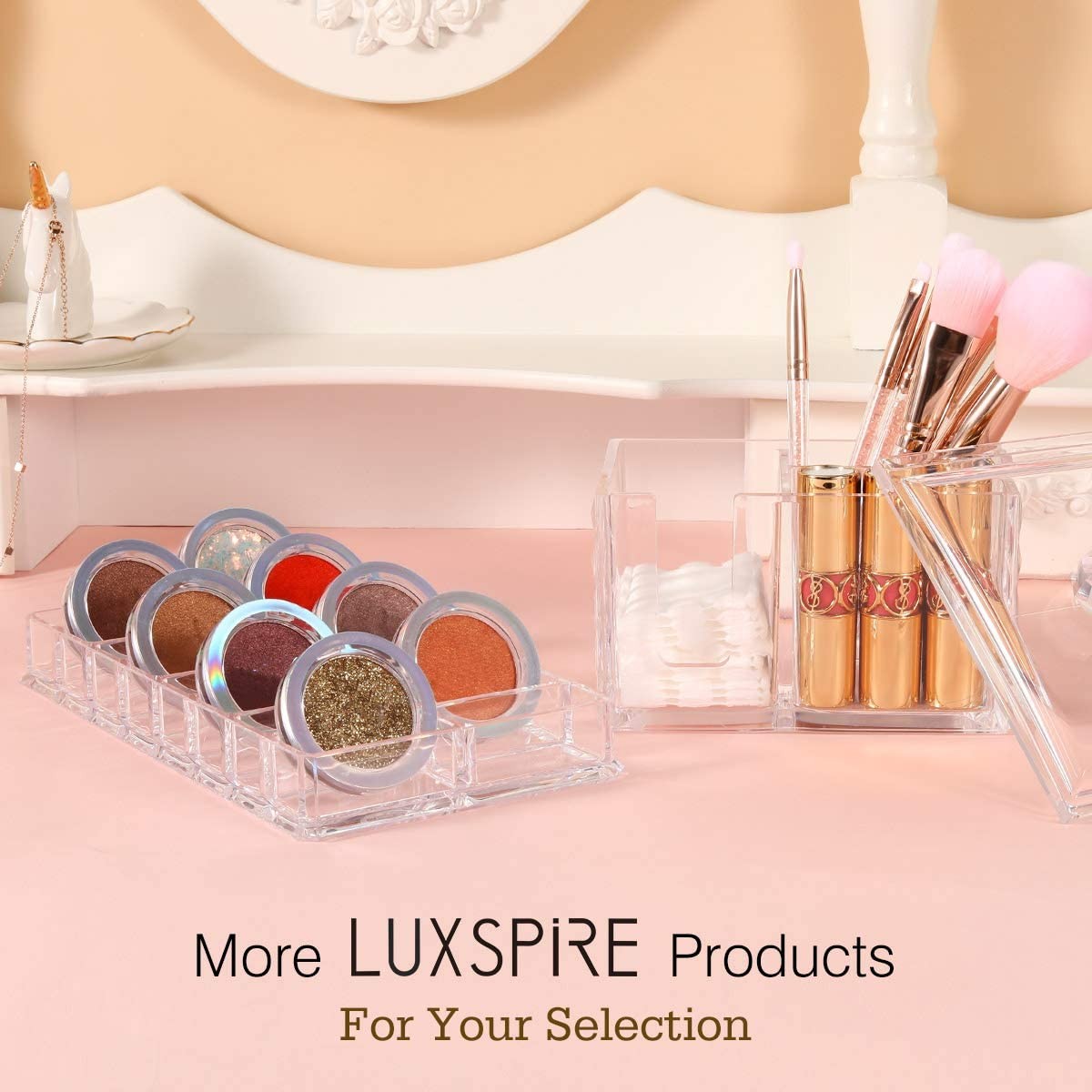 Acrylic Makeup Organizer with 16 Slots for Eyeshadow and Cosmetics