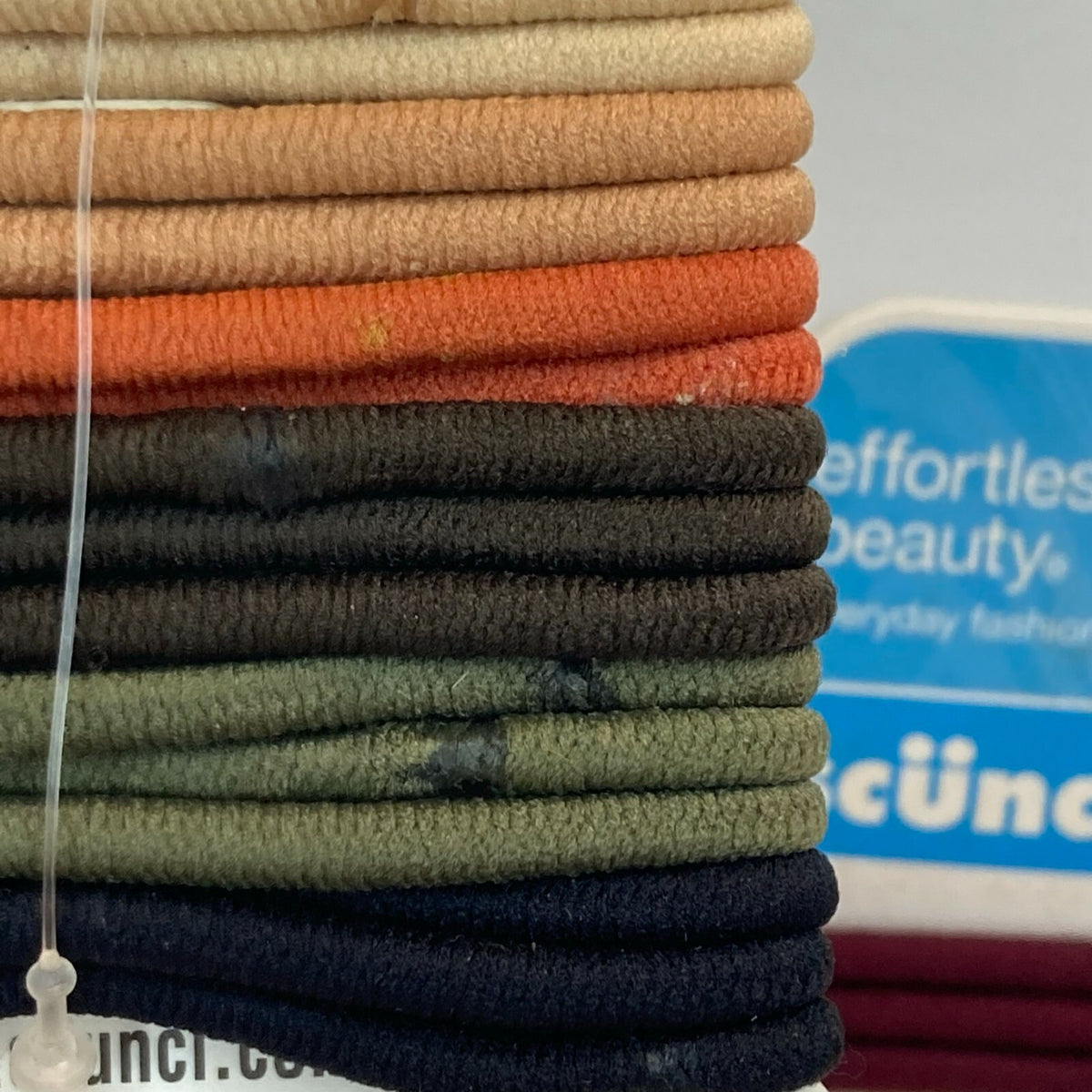 Scunci Hair Ties Ponytail Elastics No Metal Fall Warm Colors Red Tan