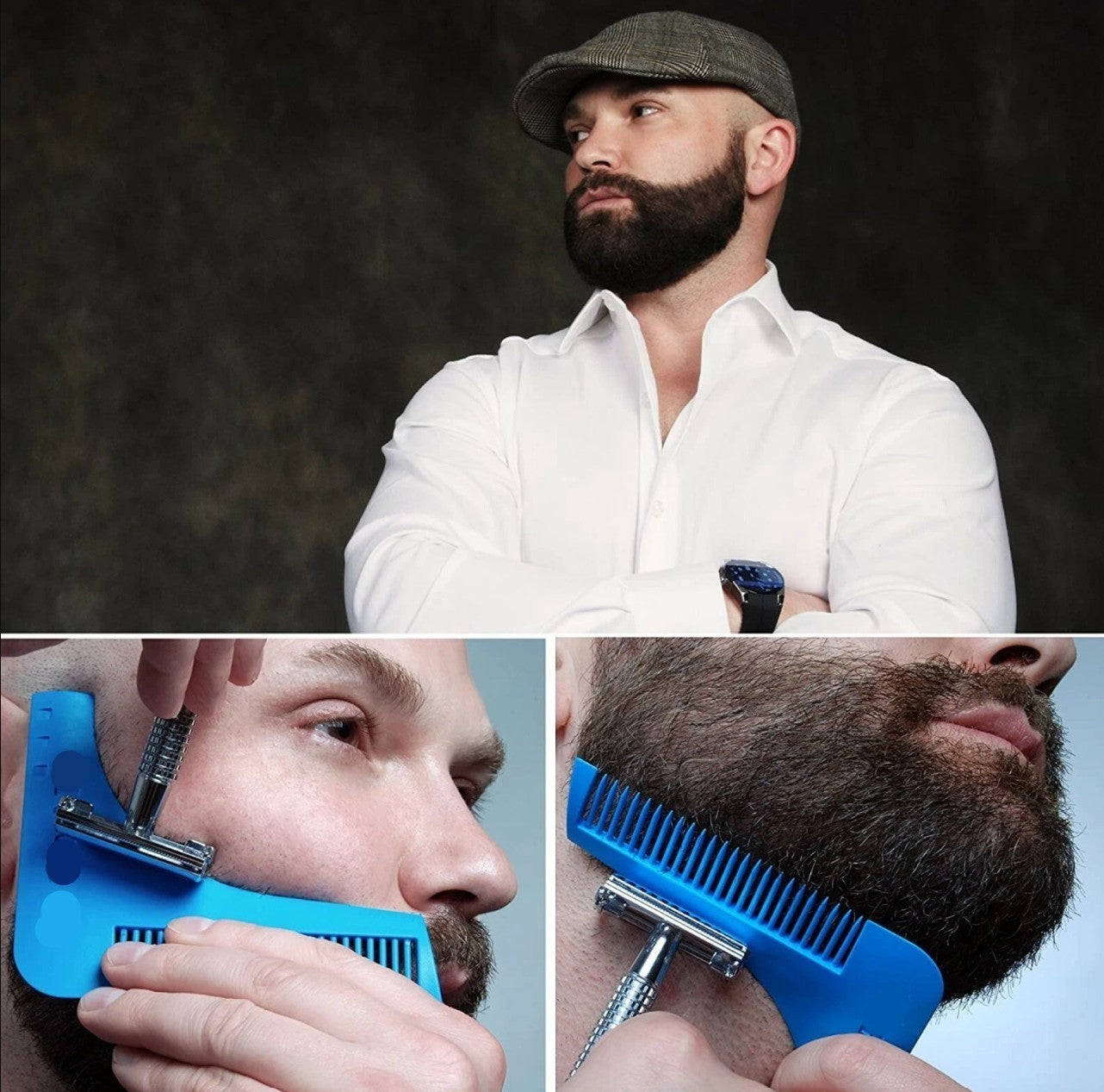 Beard Shaping Tool for Perfect Symmetry - Blue Grooming Accessory