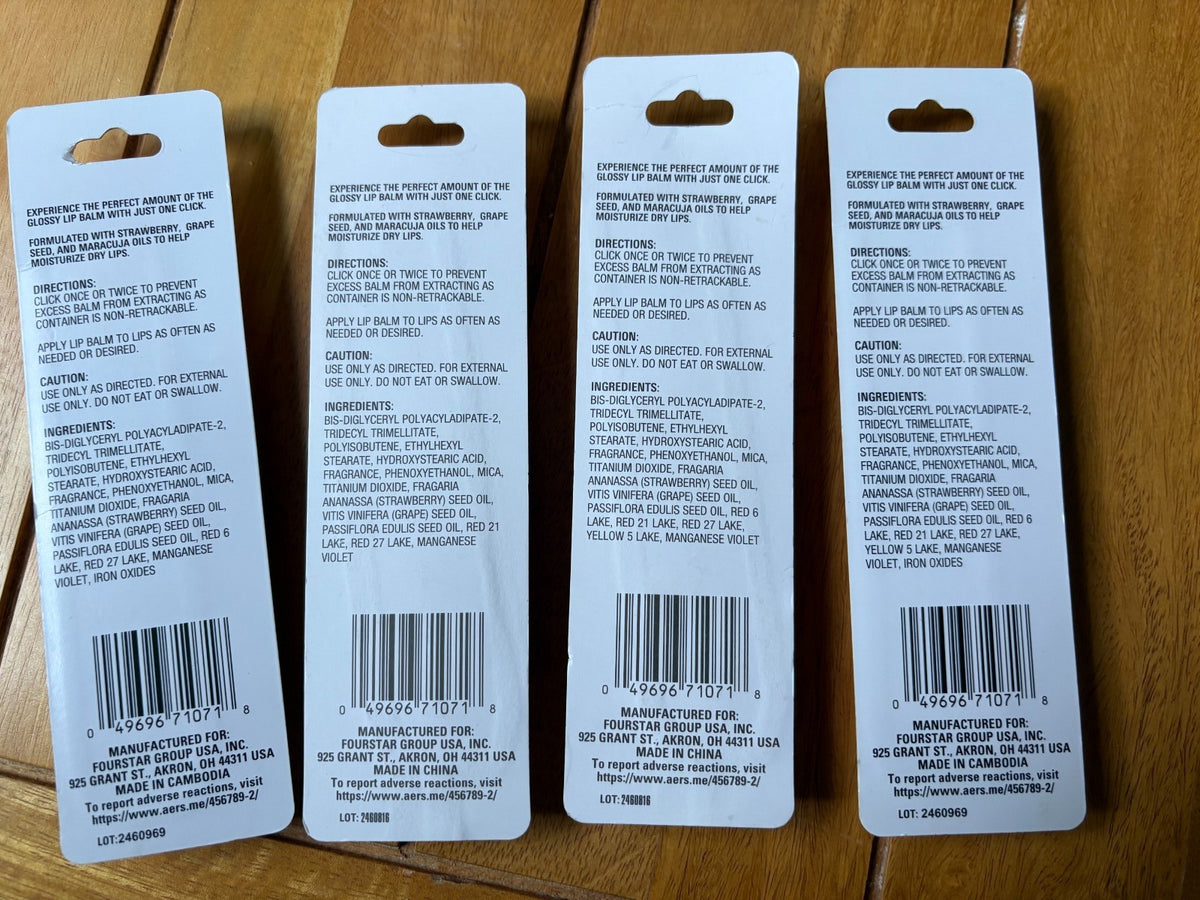 Watermelon & Cherry Blossom Lip Balm Set - Plumping Glossy Lip Care (4 Pieces)