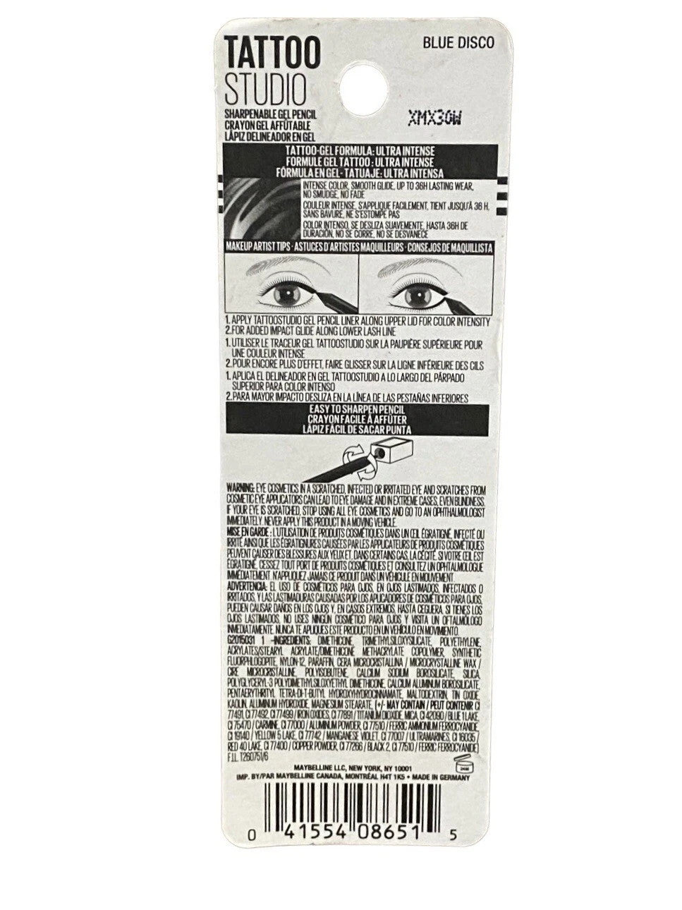 Maybelline Eyeliner Pencil - 36 Hour Waterproof Eye Makeup, Blue Disco