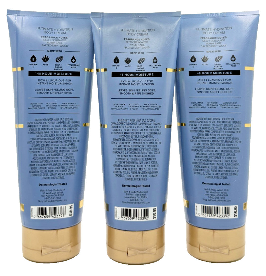 Salted Shorelines Hydrating Body Cream Lot of 3 - 8 oz Tubes