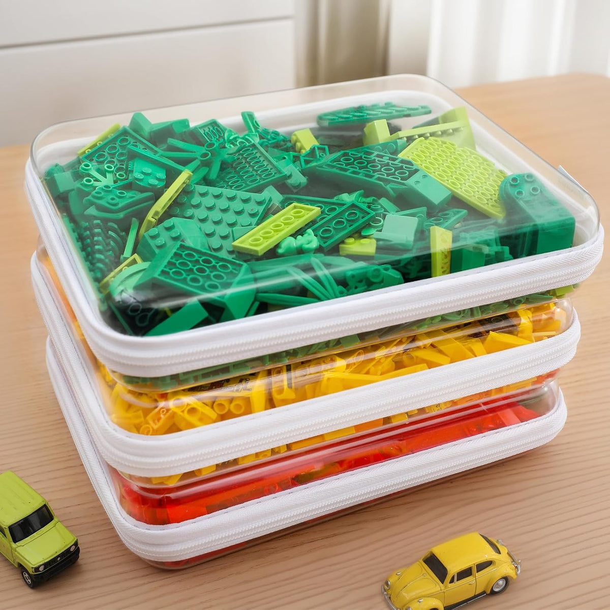 3-Pack Clear Plastic Zippered Organizer Cases for Storage and Craft Supplies