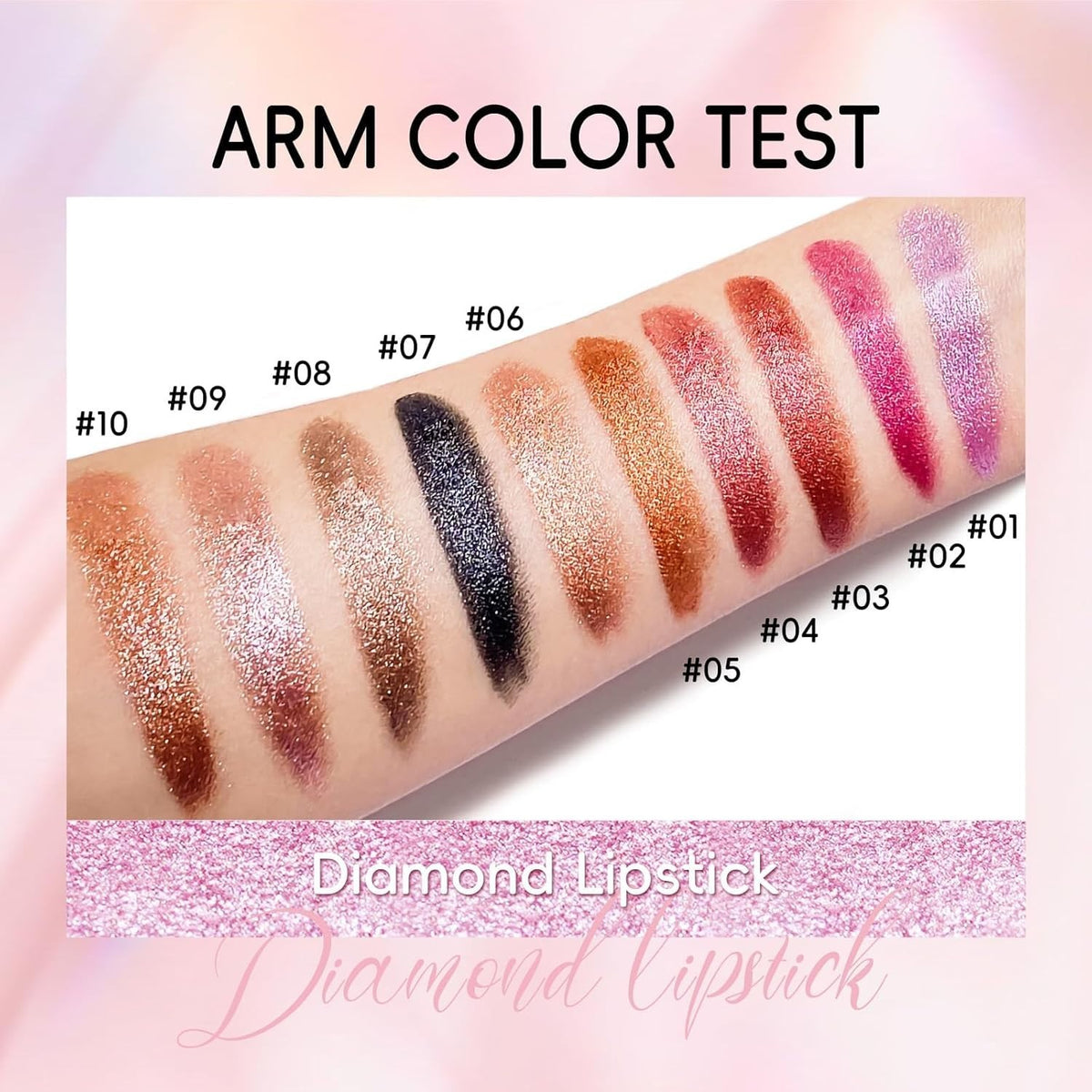 Metallic Pink Glitter Lipstick for Women Long Lasting Shine 1