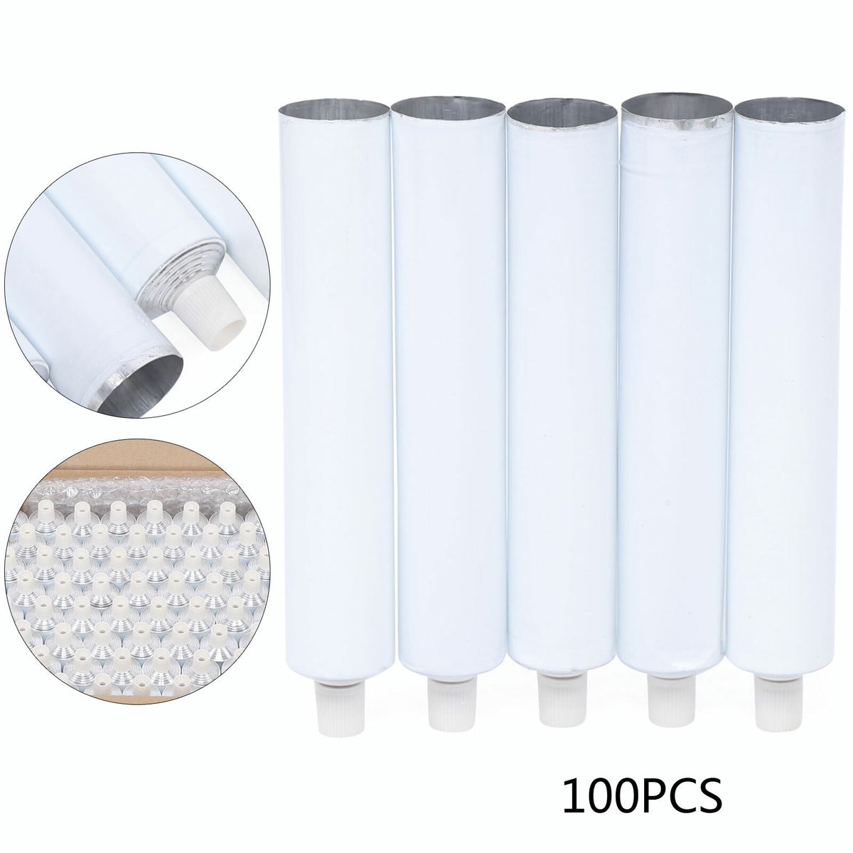 100 Pack Aluminum Travel Toothpaste Tubes Refillable Unsealing Containers