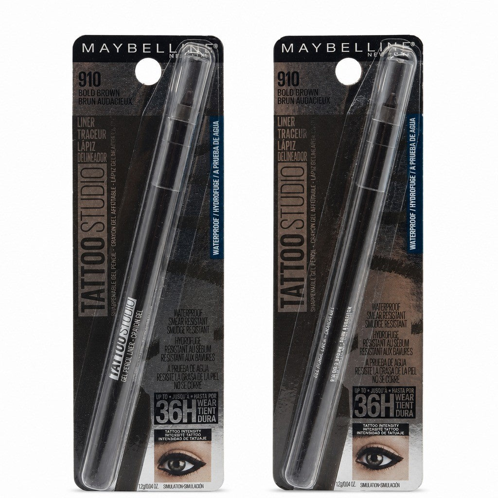 Waterproof Gel Eyeliner Pencil - Bold Brown, Smudge-Resistant, 2 Pack