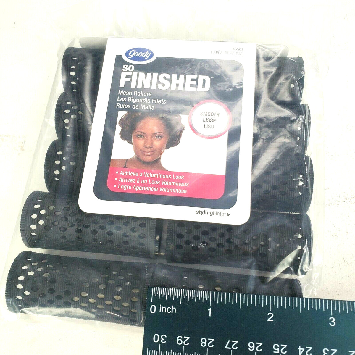 Women's Mesh Hair Rollers Set 10 Pieces for Voluminous Hair - Black